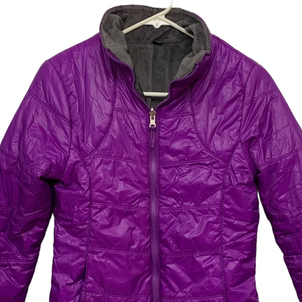 Purple Puffer Jacket Lightweight Quilted Zip Front Coat